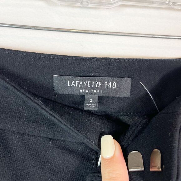 Lafayette 148 NWT Women's Black Stretch Hook & Bar Flare Leg Pant Size 2 - Picture 3 of 4